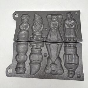John Wright Cast Iron Candy Mold Christmas Snowman, Angel, Elf, Caroler
